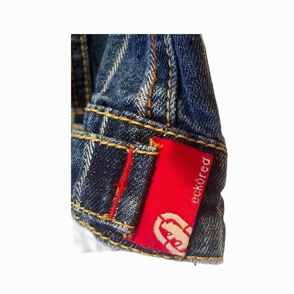 Eckored Ladies Striped Button Up Denim Jacket - Picture 7 of 9